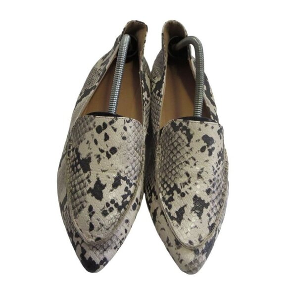 Express Snake Loafers Cream White Black Pointed Toe Slip On Womens Size 10 - Picture 2 of 7